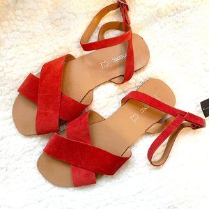NWT Next UK Genuine Suede Cross Strap Sandals